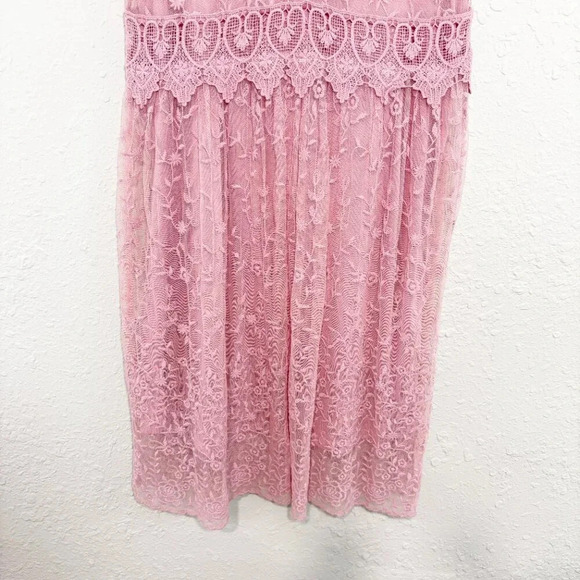 Sundance Pink Lace Sleeveless Boho Feminine Midi Dress Women's Size 12 - Picture 5 of 8